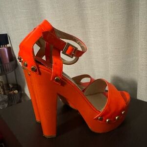 Jimmy Choo Vibrant Orange Studded Heels